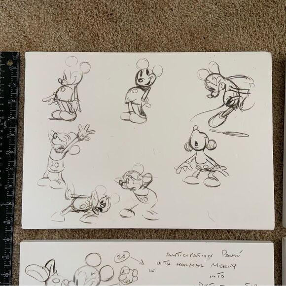 Set of 4 Disney white and black Mickey Mouse Cartoon Drawing prints - Picture 3 of 14